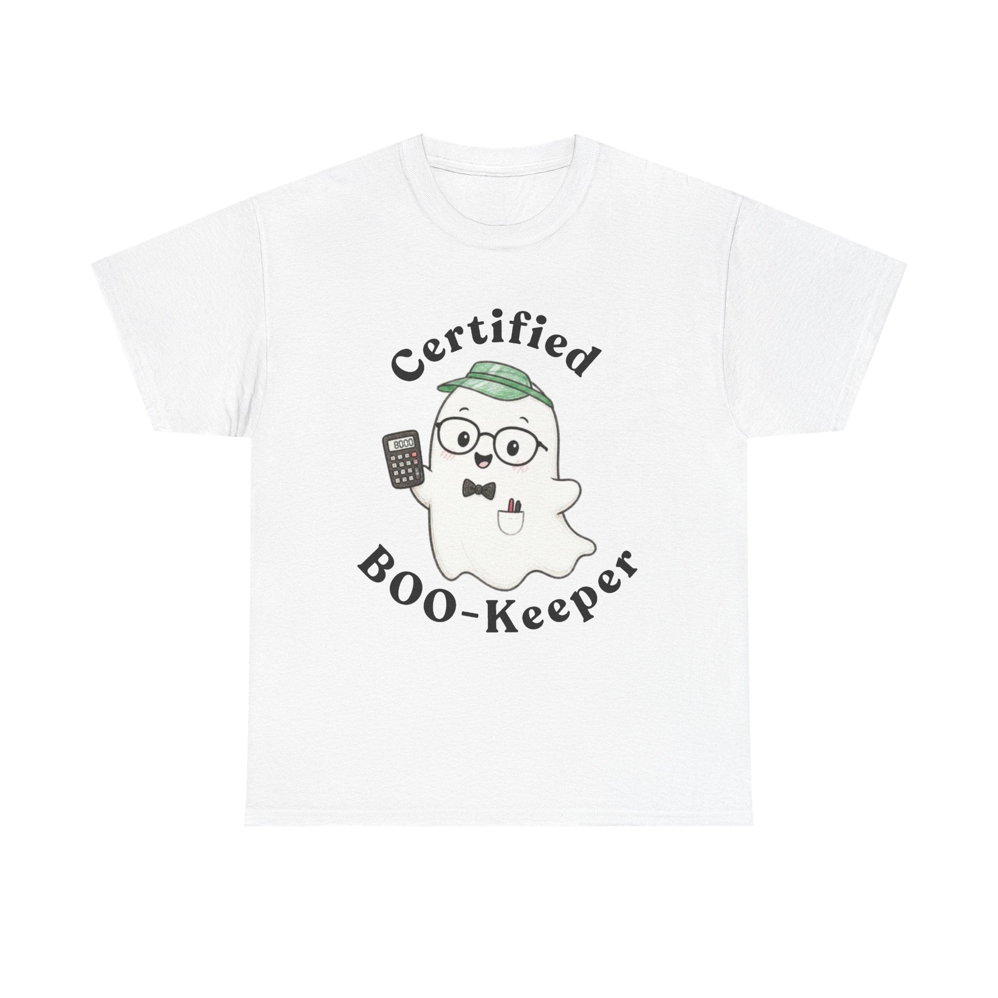 Certified BOO-Keeper T-Shirt — Cute Ghost Halloween Tee for Kids & Adults