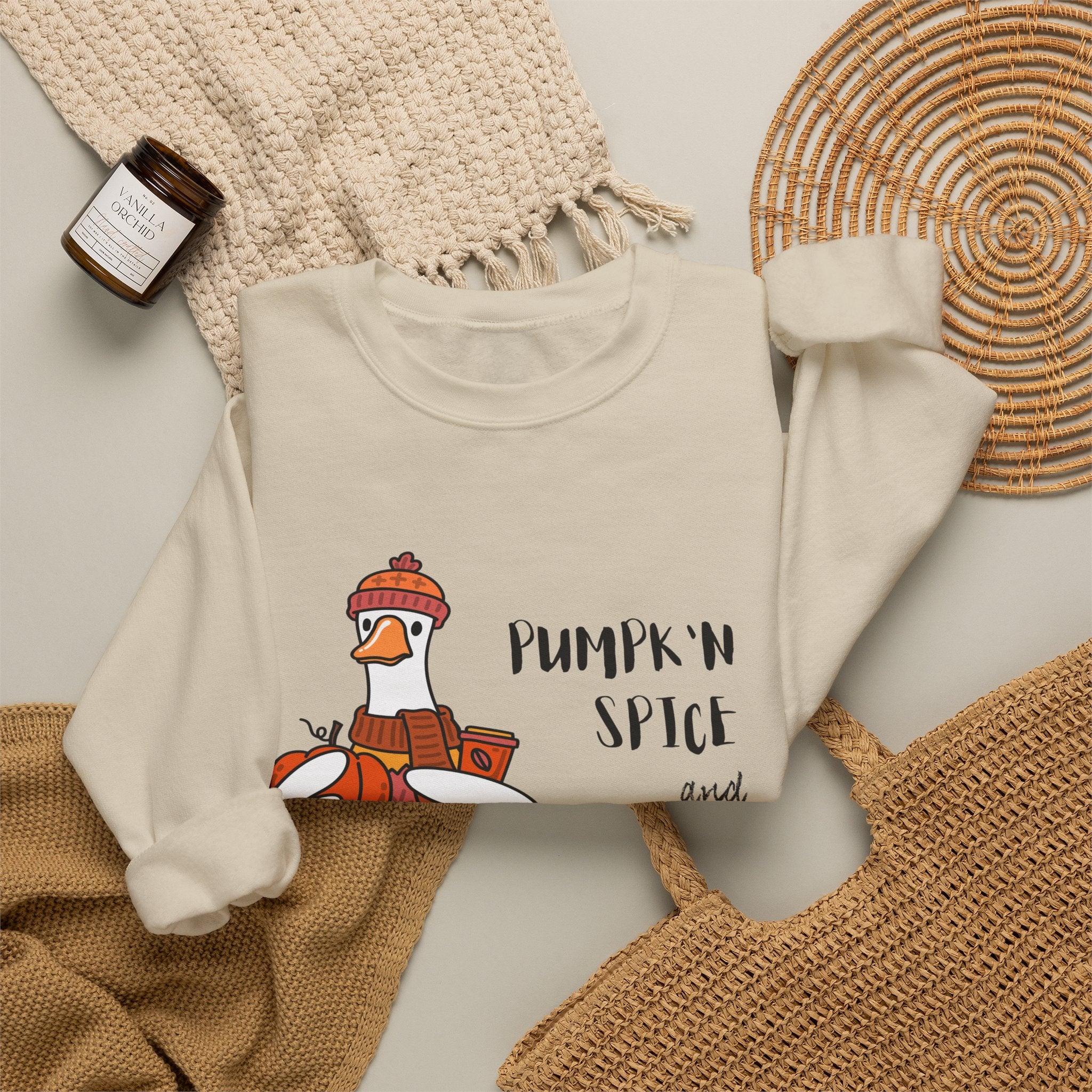 Pumpkin Spice and Everything Nice Shirt, Cute Fall Duck Tee, Cozy Autumn Coffee Lover Gift, PSL Season Sweater Weather Top