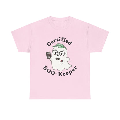 Certified BOO-Keeper T-Shirt — Cute Ghost Halloween Tee for Kids &amp; Adults