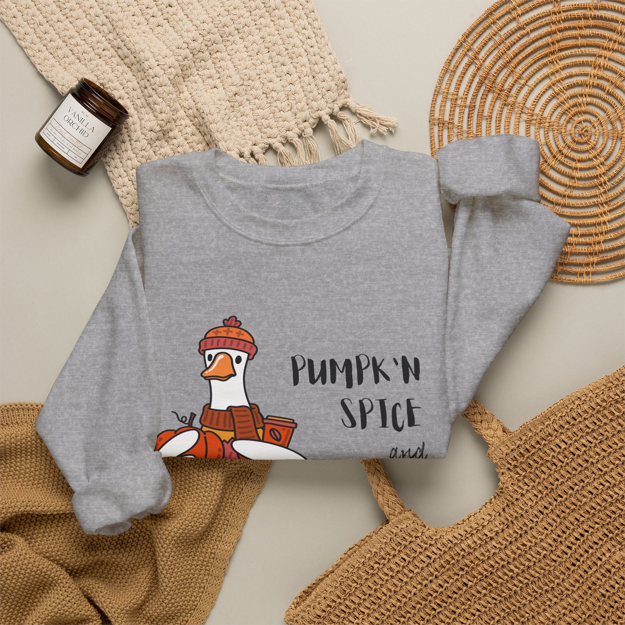 Pumpkin Spice and Everything Nice Shirt, Cute Fall Duck Tee, Cozy Autumn Coffee Lover Gift, PSL Season Sweater Weather Top