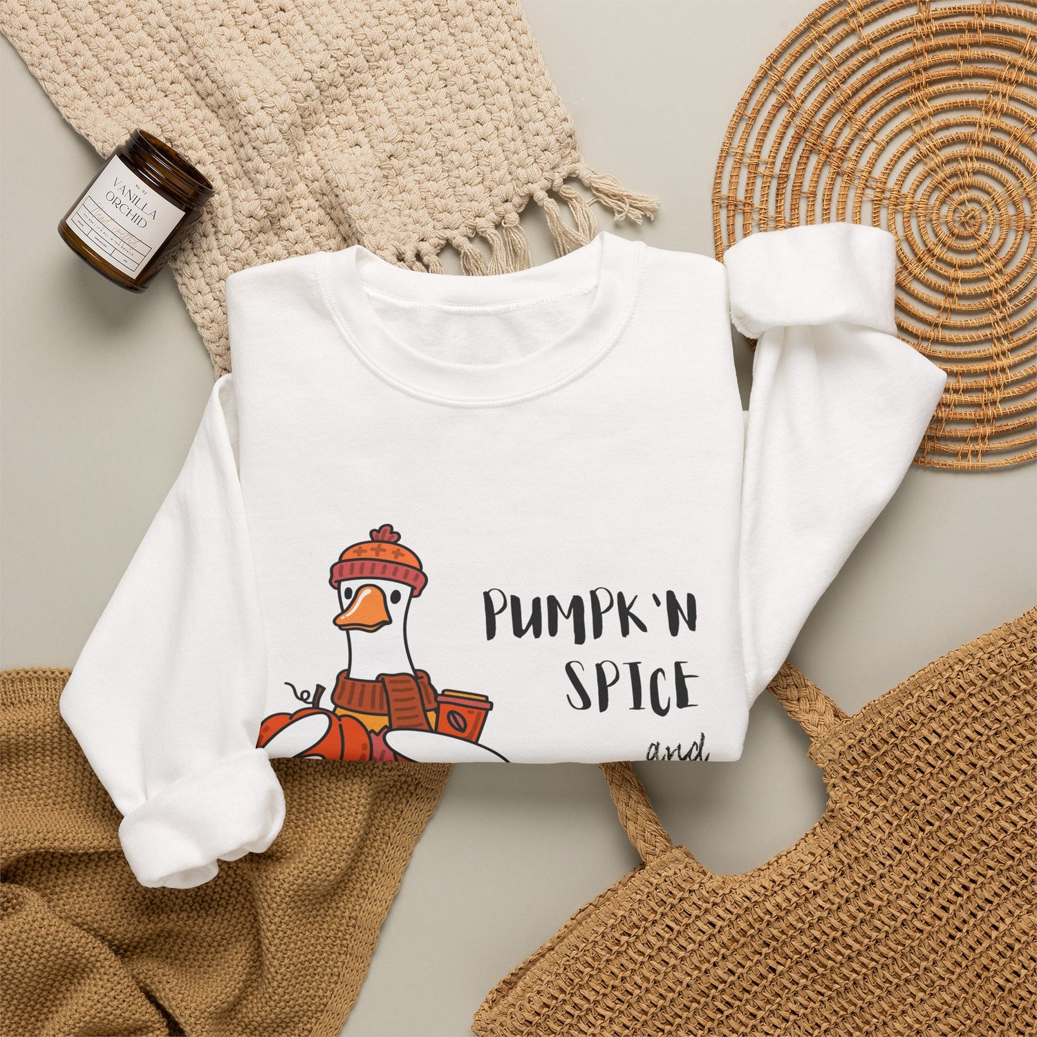 Pumpkin Spice and Everything Nice Shirt, Cute Fall Duck Tee, Cozy Autumn Coffee Lover Gift, PSL Season Sweater Weather Top