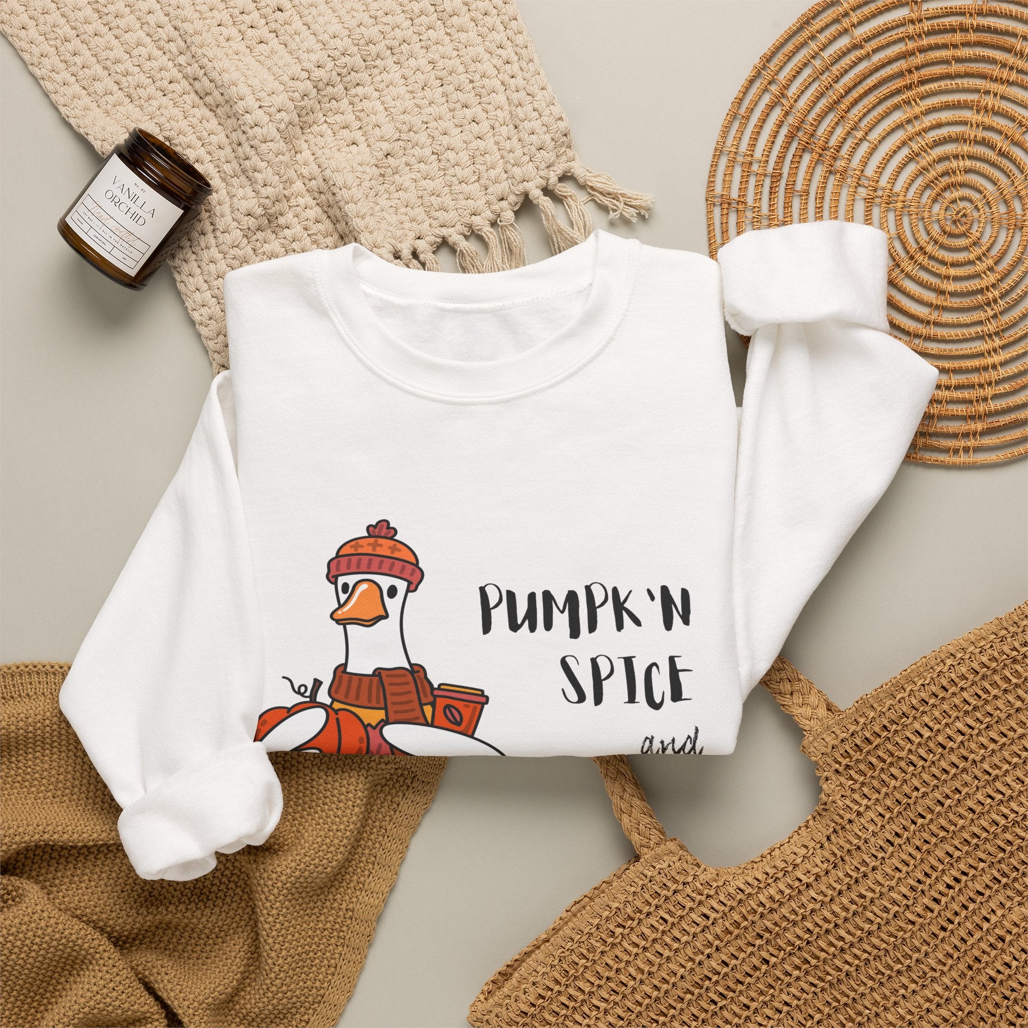 Pumpkin Spice and Everything Nice Shirt, Cute Fall Duck Tee, Cozy Autumn Coffee Lover Gift, PSL Season Sweater Weather Top