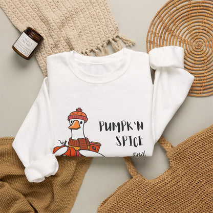 Pumpkin Spice and Everything Nice Shirt, Cute Fall Duck Tee, Cozy Autumn Coffee Lover Gift, PSL Season Sweater Weather Top