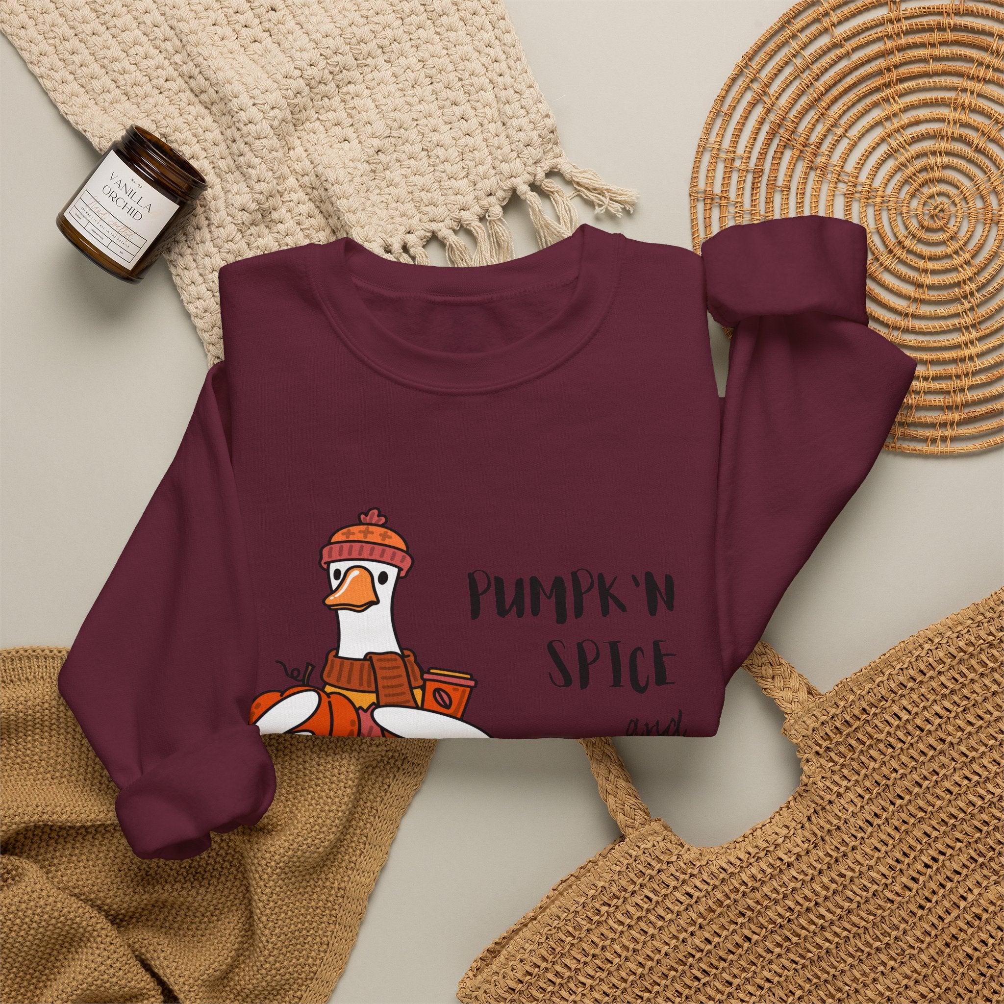 Pumpkin Spice and Everything Nice Shirt, Cute Fall Duck Tee, Cozy Autumn Coffee Lover Gift, PSL Season Sweater Weather Top
